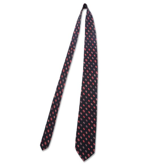 Harry Rosen 100% Silk Tie Navy Red Oval Pattern Designer Quality Made in Italy - Picture 5 of 6